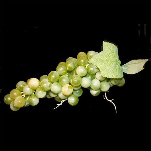 bunch of artificial green grapes with foliage