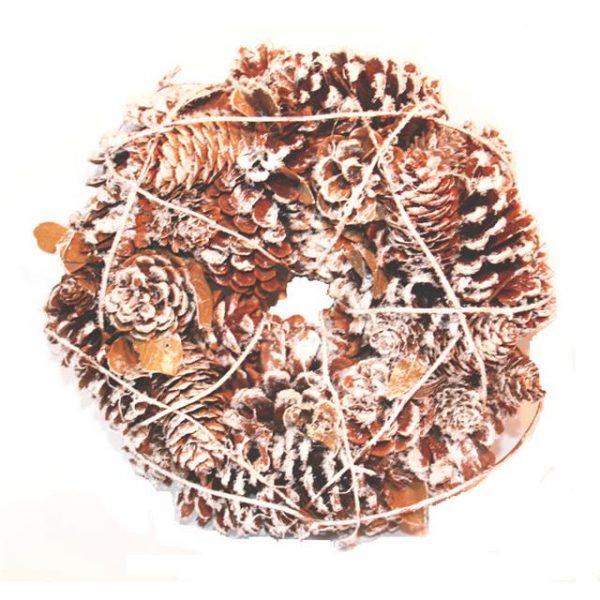 Pine Cone Christmas Wreath With Snow