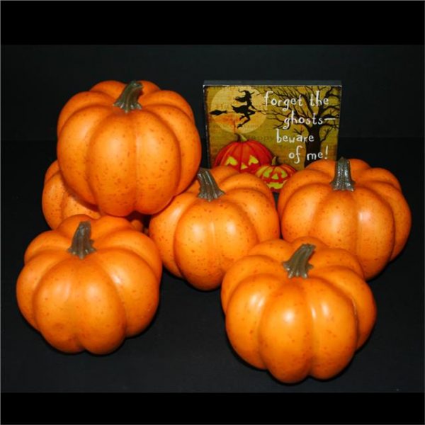 six small artificial pumpkins
