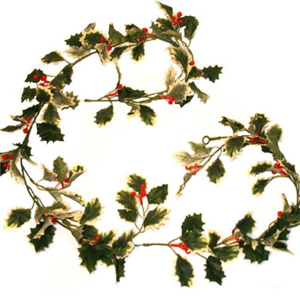 Artificial Holly Garland - Variegated Green