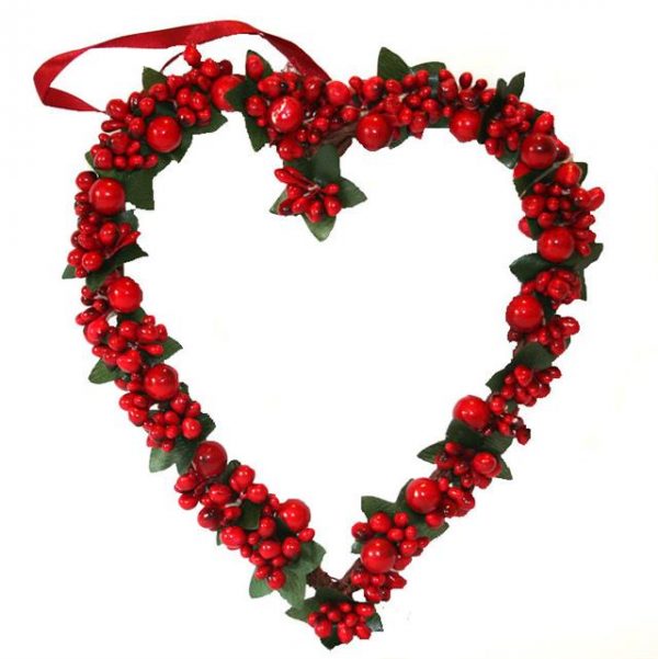 Artificial Red Berry Heart Wreath