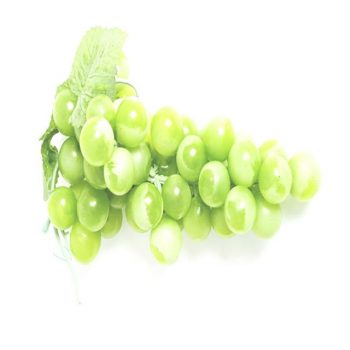 bunch of artificial green grapes with green leaf foliage