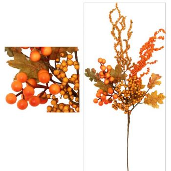 Artificial Autumn Berry Stem - Autumn Orange
