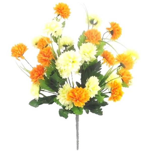 Artificial Chrysanthemum Bush - Cream & Orange