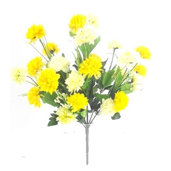 Artificial Chrysanthemum Bush - Cream and Yellow