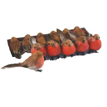 Pack of 6 Christmas Robins With Wired Feet