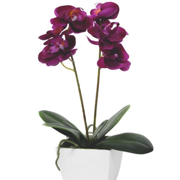 Artificial Potted Fuschia Orchid Plant