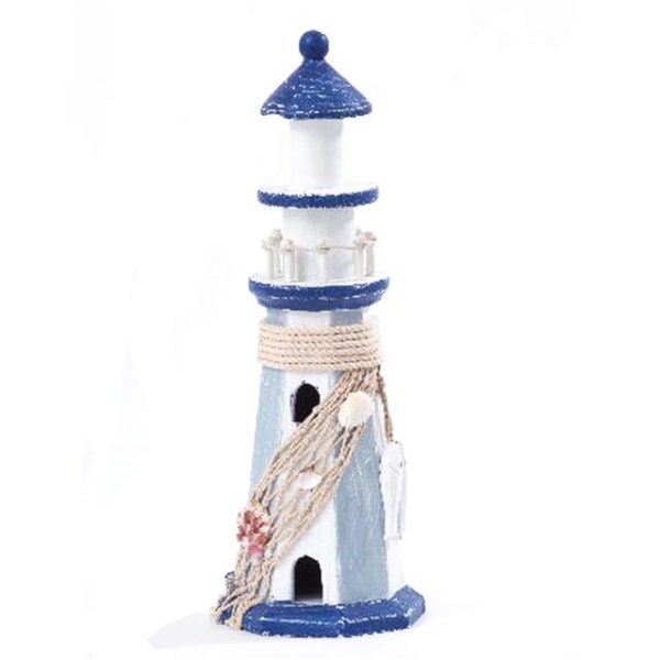 wooden blue and white lighthouse decor