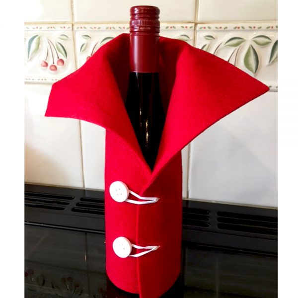 Wine Bottle Holder Christmas Jacket - Red