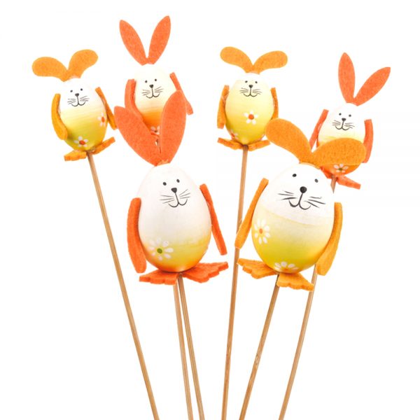 Easter bunny picks made from artificial eggs