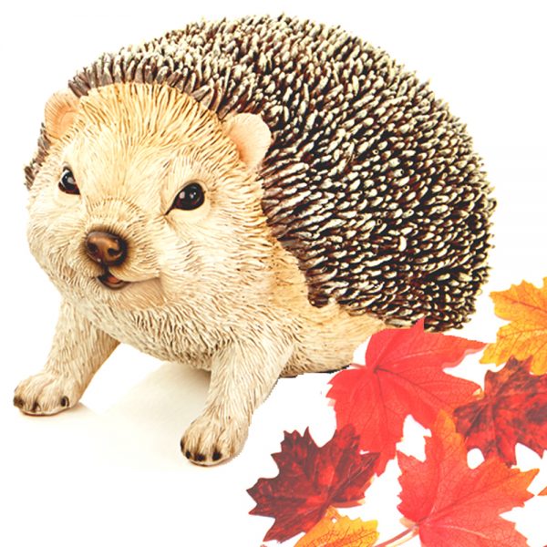 hedgehog ornament with free artificial autumn leaves