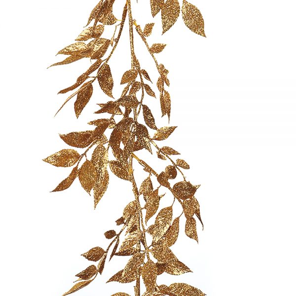 Artificial Gold Glitter Leaf Garland