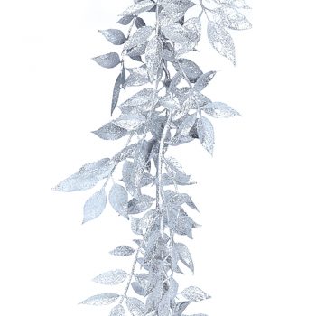 Artificial Silver Glitter Leaf Garland