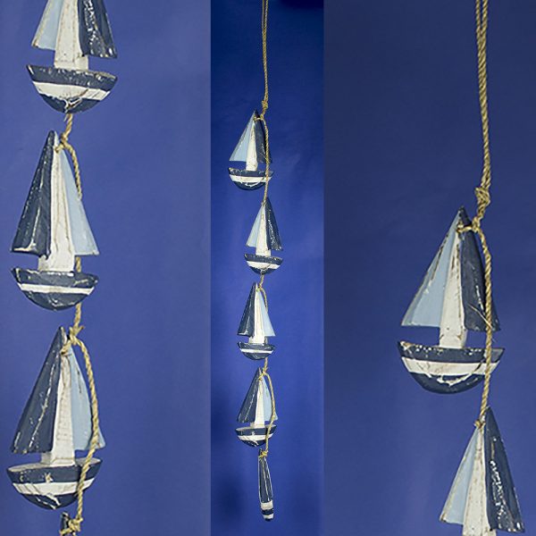 boat garland with blue and white wooden yacht decorations