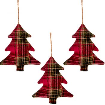 Tartan Christmas Tree Hanging Decorations