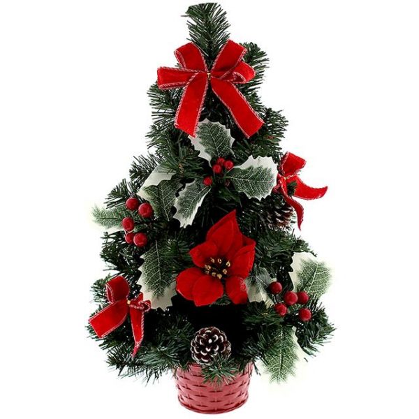 Artificial Luxury Spruce Christmas Tree with Red Poinsettia