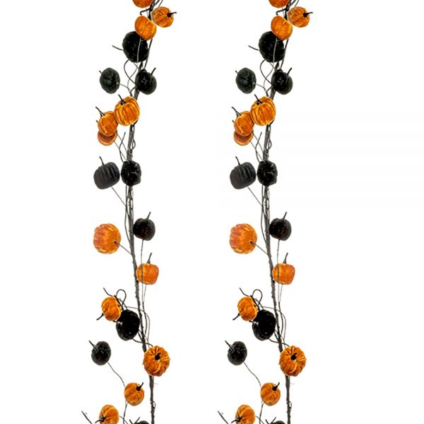orange and black artificial pumpkin garland