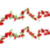 two flame red artificial poppy garland