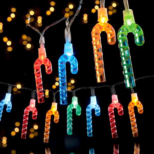 multicoloured LED candy cane lights