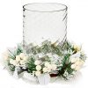 glass candle holder with white candle ring