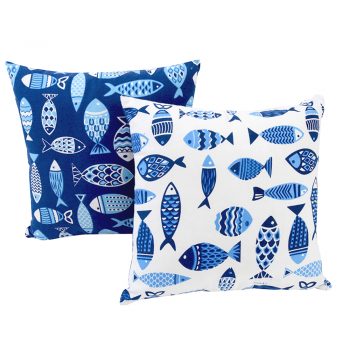 Nautical blue and white fish cushions