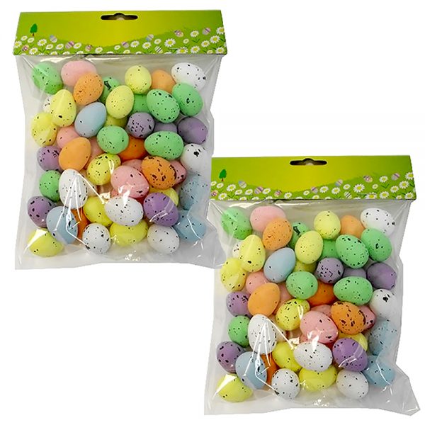 two bags of small plastic eggs for Easter decorations