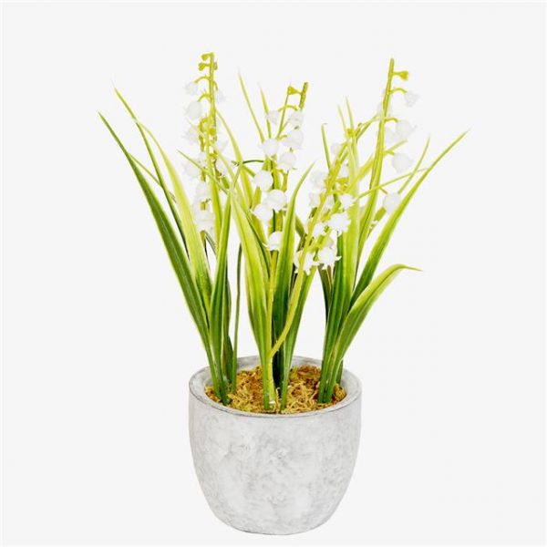 artificial lily of the valley in ceramic pot
