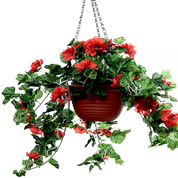 artificial geranium hanging basket
