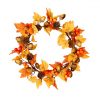 autumn candle ring with acorns and maple leaves