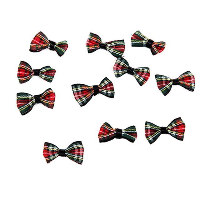 Pack of 50 Red & Green Tartan Bows 