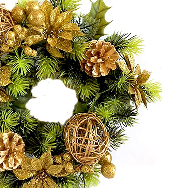 Gold Alipher Christmas Candle Holder Pinecone Decoration Candle Ring Artificial Tealight Candle Holder for Christmas Decoration