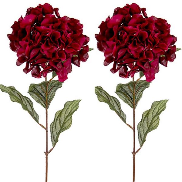 ruby red silk hydrangea flowers