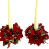 set of two artificial poinsettia candle rings