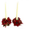 pair of artificial poinsettia candle rings