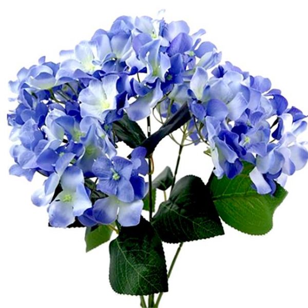49cm Artificial Hydrangea Bush Blue