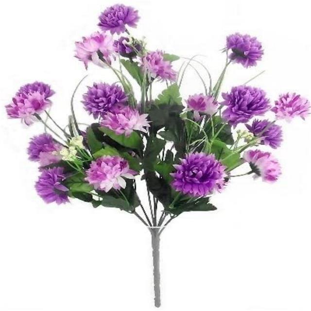 Artificial Chrysanthemum Bush Cream Purple And Lilac Shelf Edge Uk