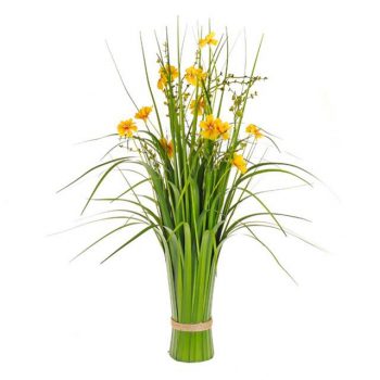 Artificial Yellow Cosmos Sheaf with Grass