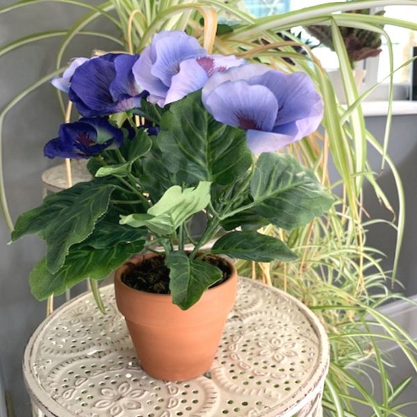 Artificial Blue Potted Pansy