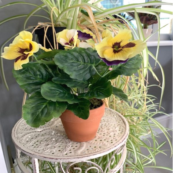 Artificial Yellow Potted Pansy