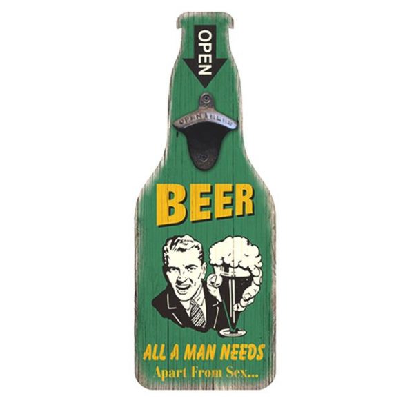 Funny Vintage Beer Sign With Bottle Opener - Green