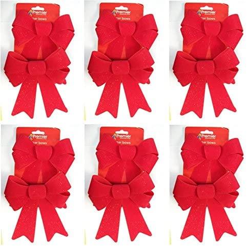 Premier Red Velvet Christmas Gift Bows - 12
