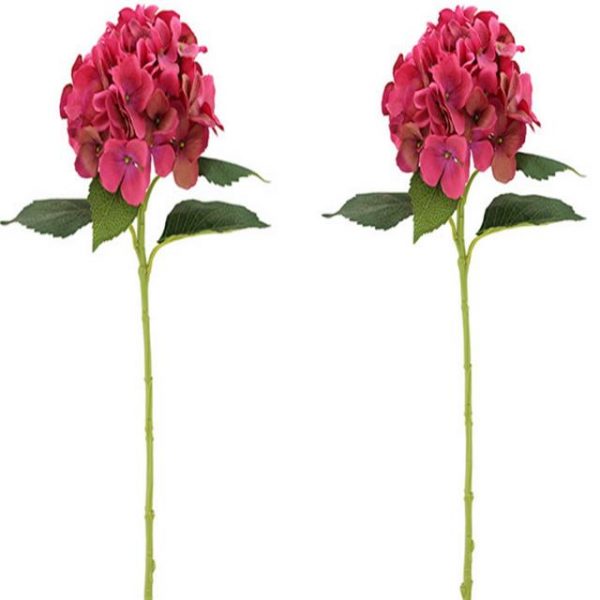 Pair of Beauty Pink Silk Hydrangea Flowers
