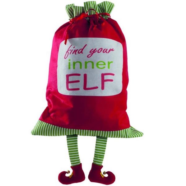 Festive Large Christmas Elf Sack with Legs