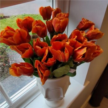Bunch of 6 Artificial Orange French Tulips