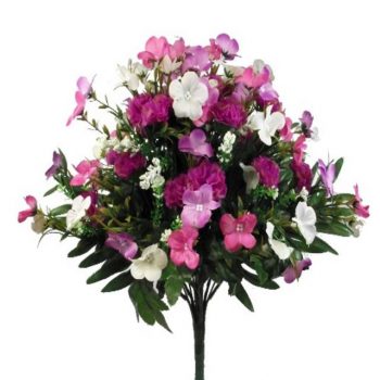 Artificial Pink and Lilac Hydrangea and Carnation Bush
