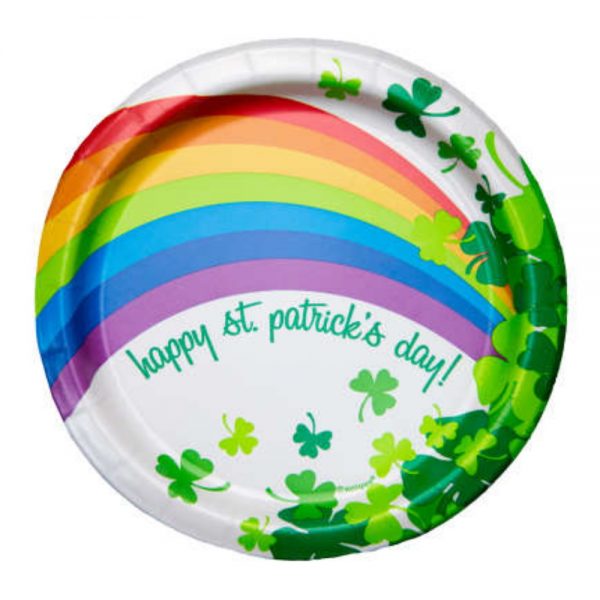 Happy St Patricks Day Rainbow Shamrock Plates