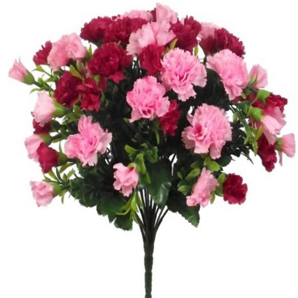 Artificial Light & Hot Pink Carnation Flower Bush