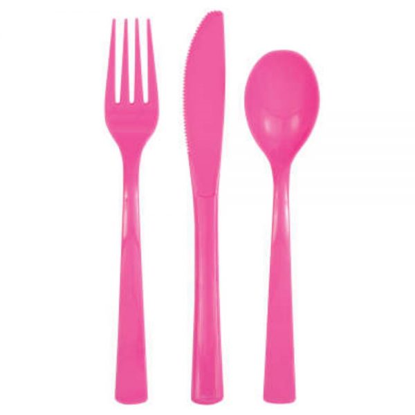 Party Plastic Hot Pink Cutlery Set
