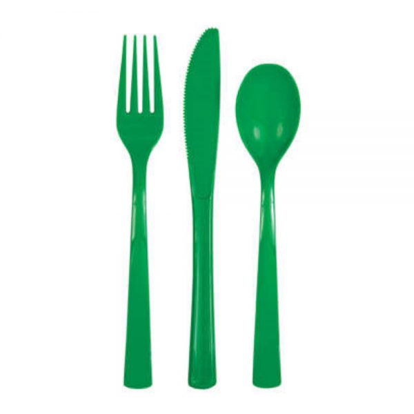Party Plastic Cutlery Set Emerald Green