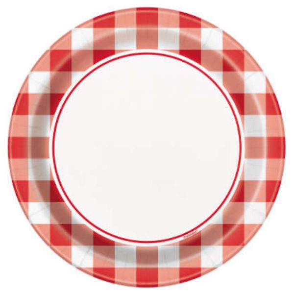 18cm Red Gingham Summer Paper Party Plates